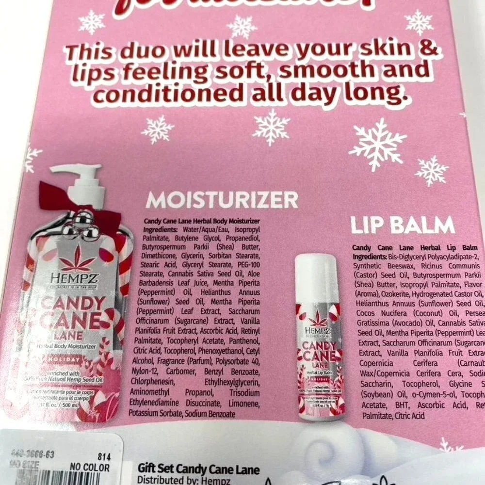 HEMPZ Candy Cane Lane Gift Set Limited Edition Body Lotion Lip Balm